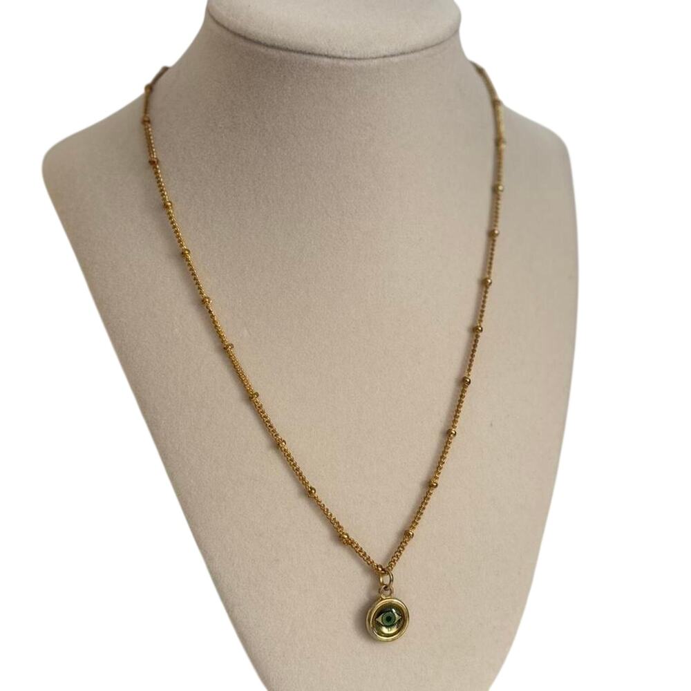 Gold Evil Eye Pendant Necklace Women Stainless Steel Dainty Chain Jewelry - Picture 3 of 5